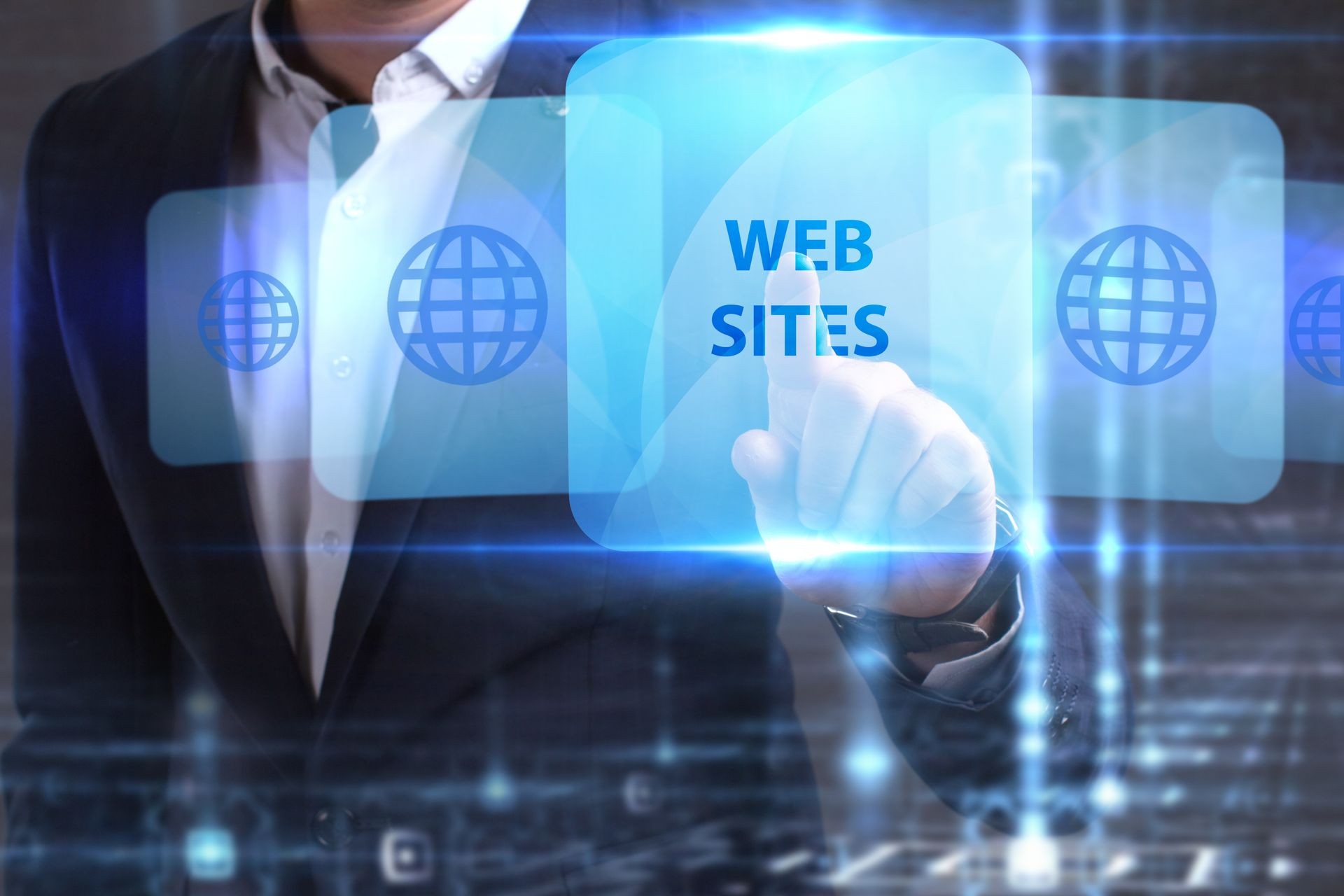 The concept of business, technology, the Internet and the network. The young entrepreneur has found what he needs: Web sites